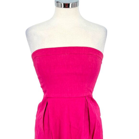 Theory Tyrah Crunch Strapless Pink Cotton A-Line Mini Dress Size 2 - Picture 2 of 10